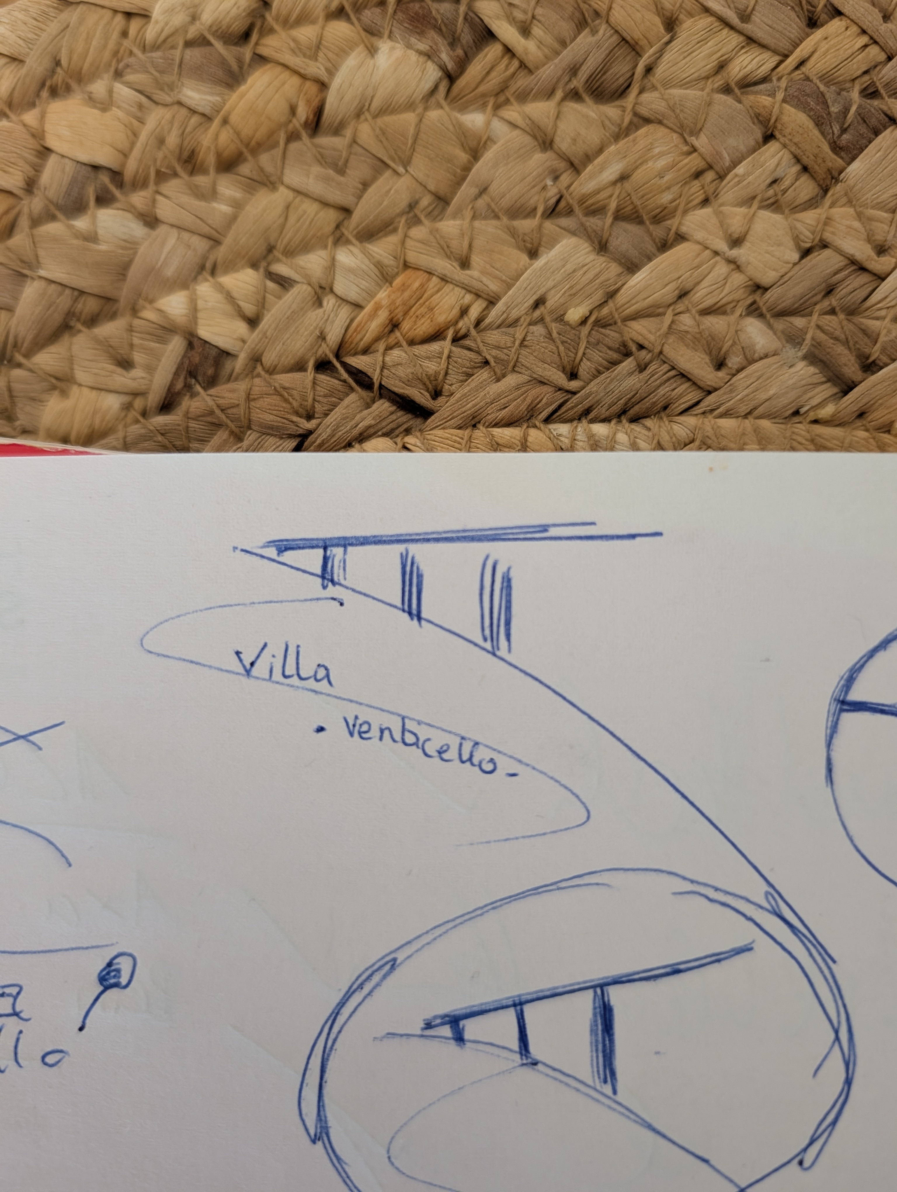 Handskizze des Villa-Venticello-Logos auf Papier
